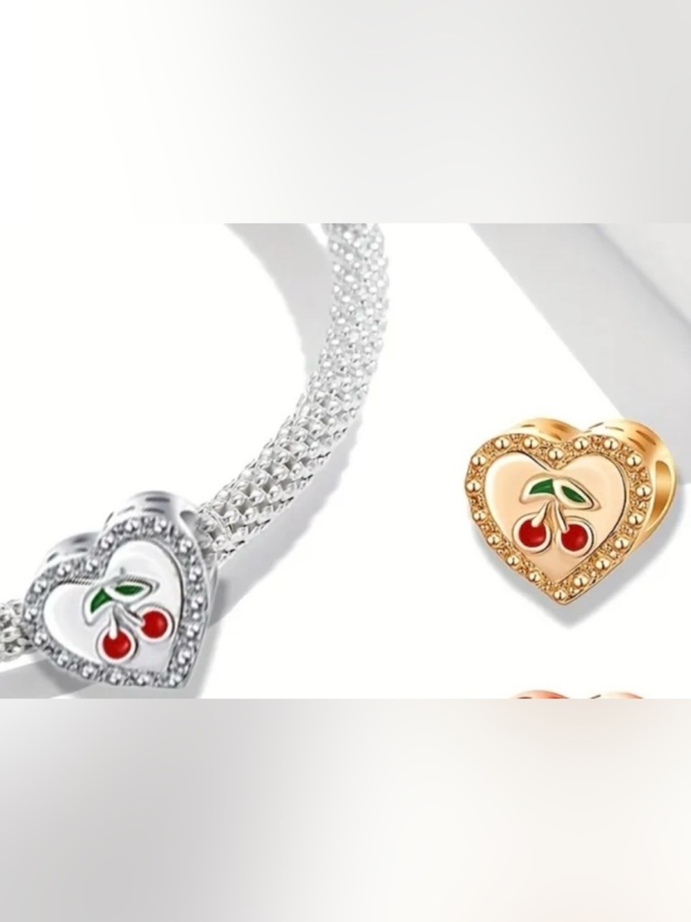 Cherry Heart Bracelet Charm For Pandora